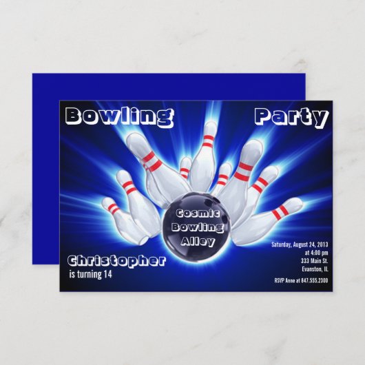 ボーリングパーティの招待状 招待状 (正面/裏面)
