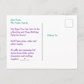 ボーリングパーティーガールズアニメ誕生日招待状 インビテーションポストカード (裏面)