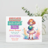 ボーリングパーティーガールズアニメ誕生日招待状 招待状 (スタンド正面)
