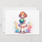 ボーリングパーティーガールズアニメ誕生日招待状 招待状 (裏面)