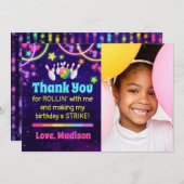 ボーリングパーティーサンキューカード（写真あり） サンキューカード (正面/裏面)