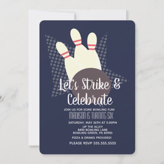 ボーリングパーティーストと祝バースデーパーティー 招待状 (正面)