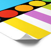 ボーリングパーティードットとストライプレトロ誕生日バナー ポスター (角)