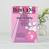 ボーリングパーティーピンクガールズ誕生日 招待状 (スタンド正面)