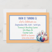 ボーリングパーティーボーイズアニメ誕生日招待状 招待状 (裏面)