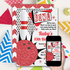 ボーリングパーティーレトロピンアップテンピン 招待状