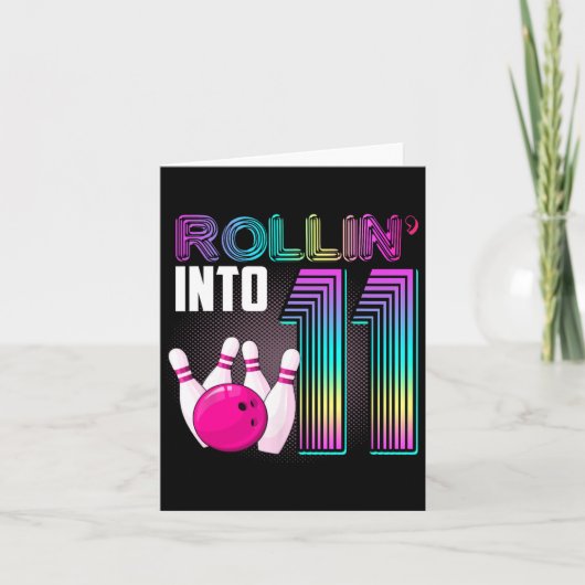 ボーリングパーティーローリン'へ11 11誕生日女の子B カード (正面)