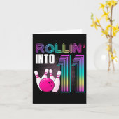 ボーリングパーティーローリン'へ11 11誕生日女の子B カード (黄色い花)