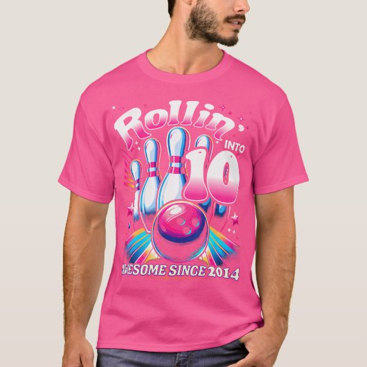 ボーリングパーティーローリン素晴らし10 2014 10番目の誕生日 Tシャツ (正面)