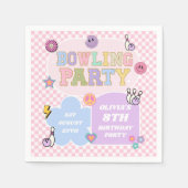 ボーリングパーティー名門私立校風のバーシティパッチ誕生日パーティー スタンダードカクテルナプキン (正面)