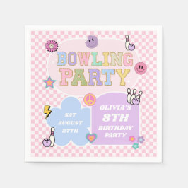 ボーリングパーティー名門私立校風のバーシティパッチ誕生日パーティー スタンダードカクテルナプキン