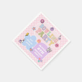 ボーリングパーティー名門私立校風のバーシティパッチ誕生日パーティー スタンダードカクテルナプキン (角)