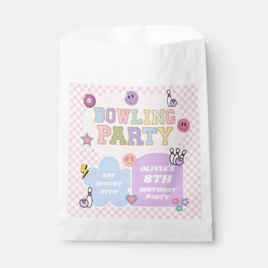 ボーリングパーティー名門私立校風のバーシティパッチ誕生日パーティー フェイバーバッグ (正面)
