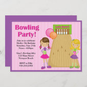 ボーリングパーティー誕生日招待状 招待状 (正面/裏面)