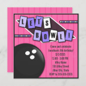 ボーリングパーティー誕生日 招待状 (正面/裏面)