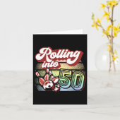 ボーリングパーティー転がの50へのボーリング誕生日 カード (黄色い花)
