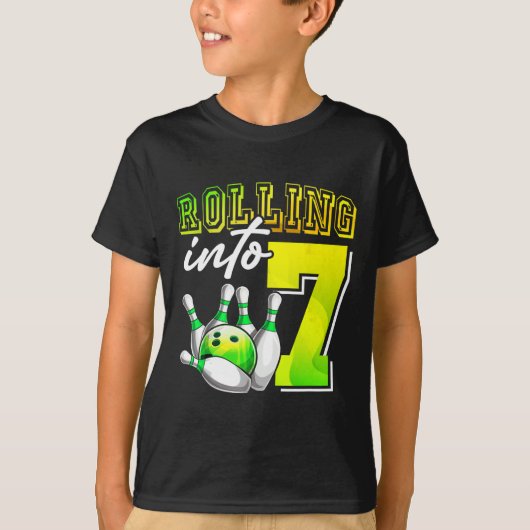 ボーリングパーティー転がズインズ7誕生日ガールズボ Tシャツ (正面)