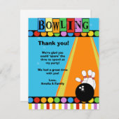 ボーリングパーティー4x5フラットありがとうご注意 サンキューカード (正面/裏面)
