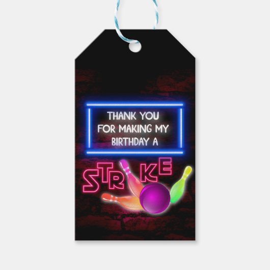 ボーリングパーティー、宇宙ボーリング、ボーリング誕生日 ギフトタグ (正面)