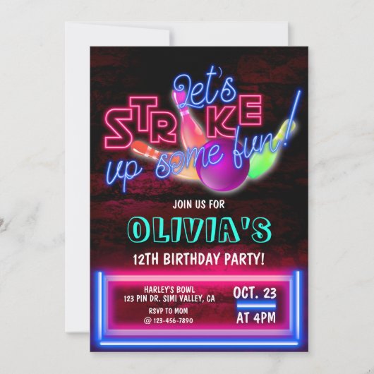 ボーリングパーティー,宇宙ボーリング,ボーリング誕生日 招待状 (正面)