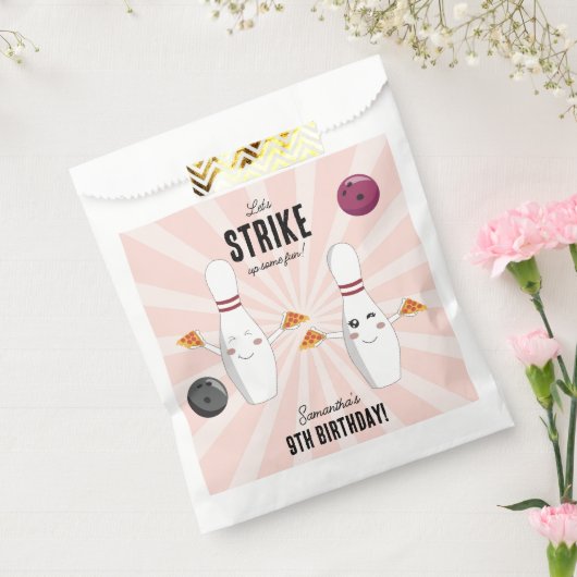 ボーリングピザストライクアップいくつかのおもしろい子供の誕生日 フェイバーバッグ (封をした状態)