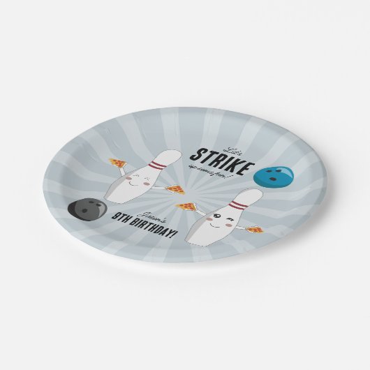 ボーリングピザストライクアップいくつかのおもしろい子供の誕生日 ペーパープレート (アングル)
