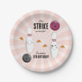 ボーリングピザストライクアップいくつかのおもしろい子供の誕生日 ペーパープレート (正面)