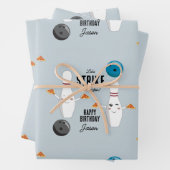 ボーリングピザストライクアップいくつかのおもしろい子供の誕生日 ラッピングペーパーシート (インサイチュ)