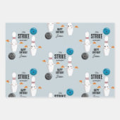 ボーリングピザストライクアップいくつかのおもしろい子供の誕生日 ラッピングペーパーシート (正面)