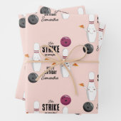 ボーリングピザストライクアップいくつかのおもしろい子供の誕生日 ラッピングペーパーシート (インサイチュ)