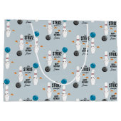 ボーリングピザストライクアップいくつかのおもしろい子供の誕生日 ラージペーパーバッグ (裏面)