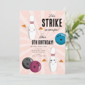 ボーリングピザストライクアップいくつかのおもしろい子供の誕生日 招待状 (スタンド正面)
