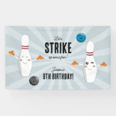 ボーリングピザストライクアップいくつかのおもしろい子供の誕生日 横断幕 (横)