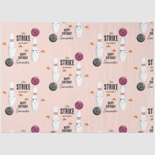 ボーリングピザストライクアップいくつかのおもしろい子供の誕生日 薄葉紙 (正面)