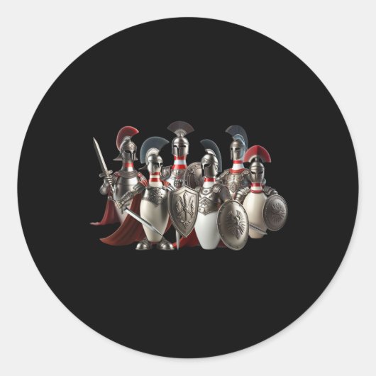 ボーリングピンおもしろいボーリンググラフィックボーリングピンKn ラウンドシール (正面)