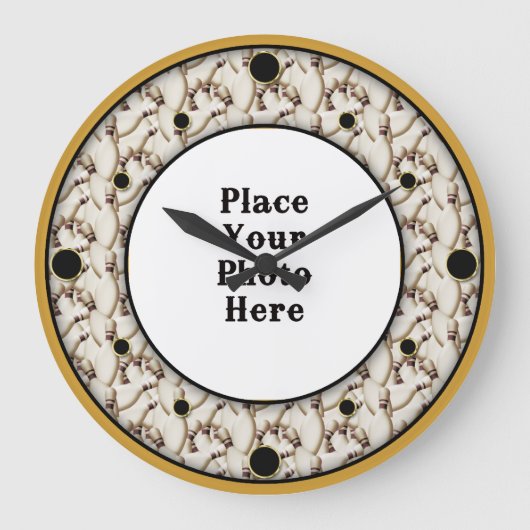 ボーリングピンでフォトウォールの時計をフレーム ラージ壁時計 (正面)