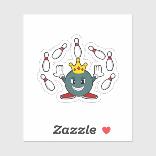 ボーリングピンでボーリングをキング シール (シート)