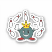 ボーリングピンでボーリングをキング シール (正面)