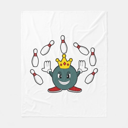 ボーリングピンでボーリングをキング フリースブランケット (正面)