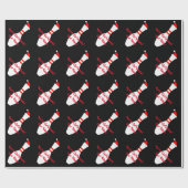 ボーリングピンとサンタハットカスタムクリスマス ラッピングペーパー (フラット)