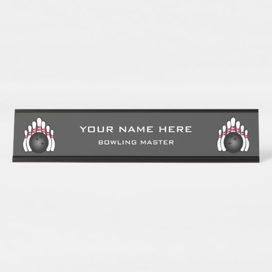 ボーリングピンとボール デスクネームプレート (正面)
