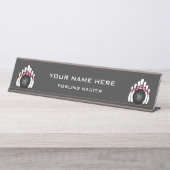 ボーリングピンとボール デスクネームプレート (正面)