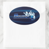 ボーリングピンとボール 楕円形シール (バッグ)