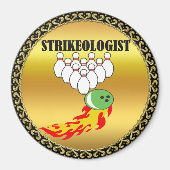 ボーリングピンとボール(STRIKEOLOGIST) マグネット (正面)