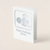 ボーリングピンのロゴと写真と個人文字 箔カード (正面)