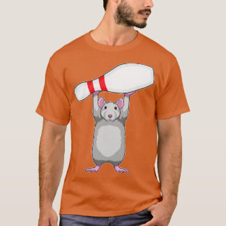 ボーリングピンを使用したボーリングでのマウス Tシャツ