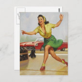 ボーリングピンアップガール ポストカード (正面/裏面)