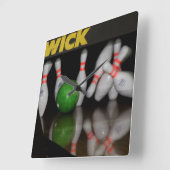 ボーリングピンクロック スクエア壁時計 (傾斜)