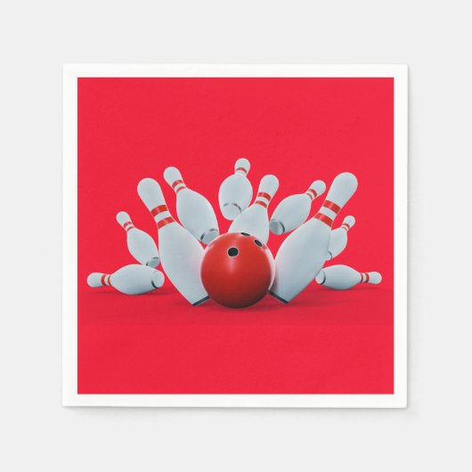 ボーリングピンボーリングをテーマにした誕生日パーティー スタンダードカクテルナプキン (正面)