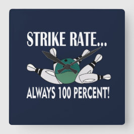 ボーリングピンボールストライクチーム スクエア壁時計